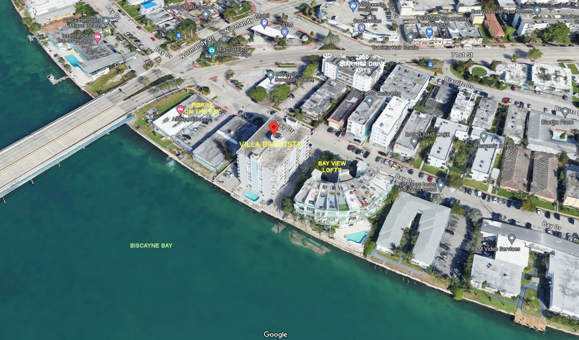 Aerial photo of Villa Bay Vista