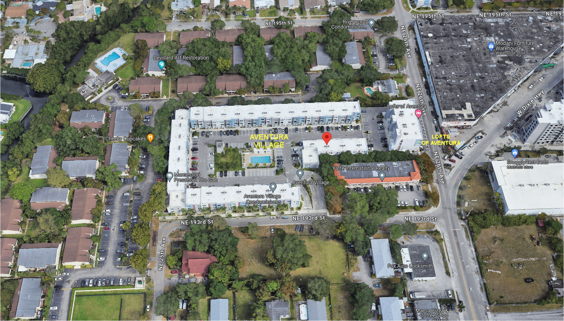 Aerial photo of Aventura Village
