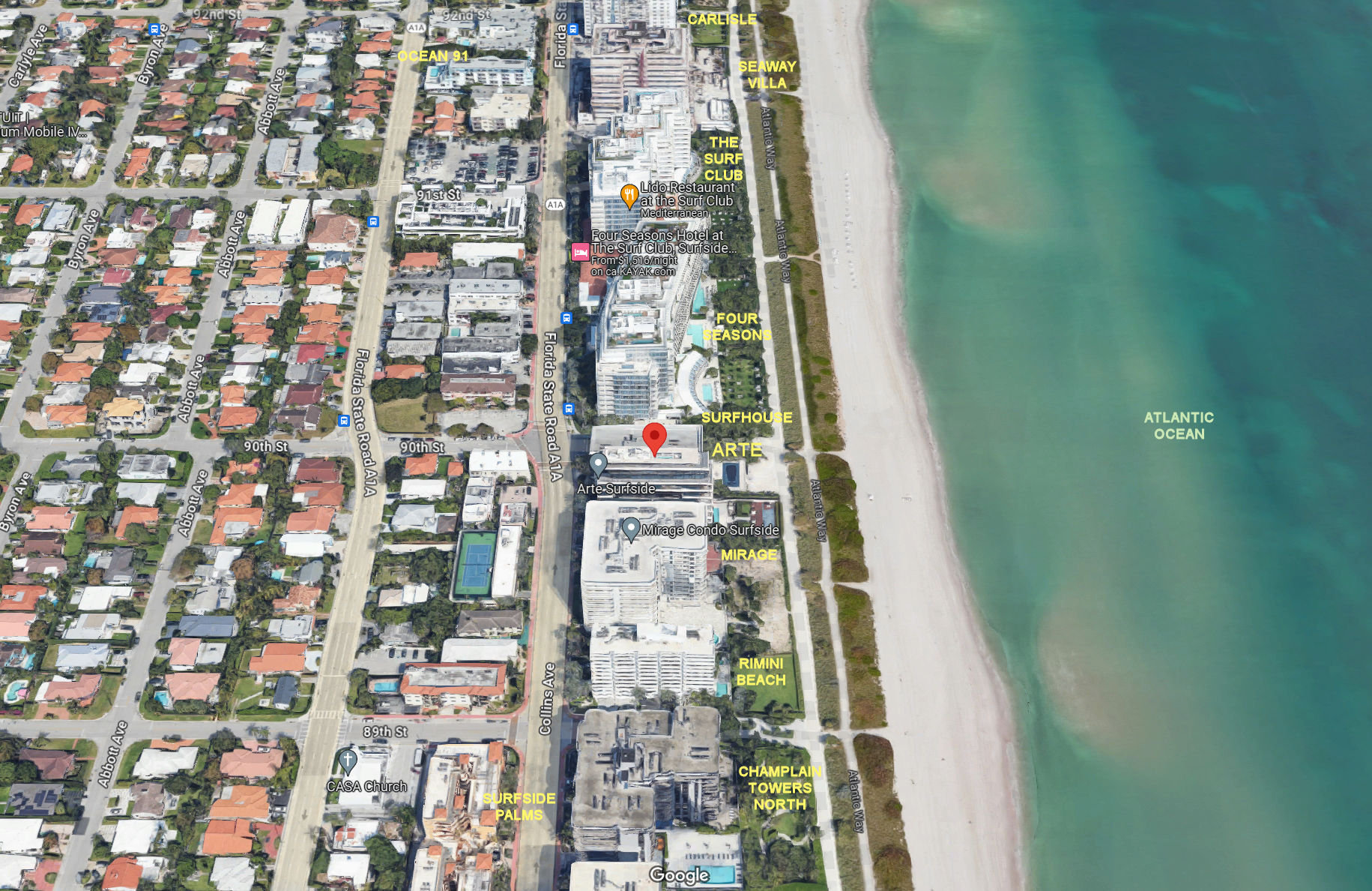 Aerial photo of Arte Surfside