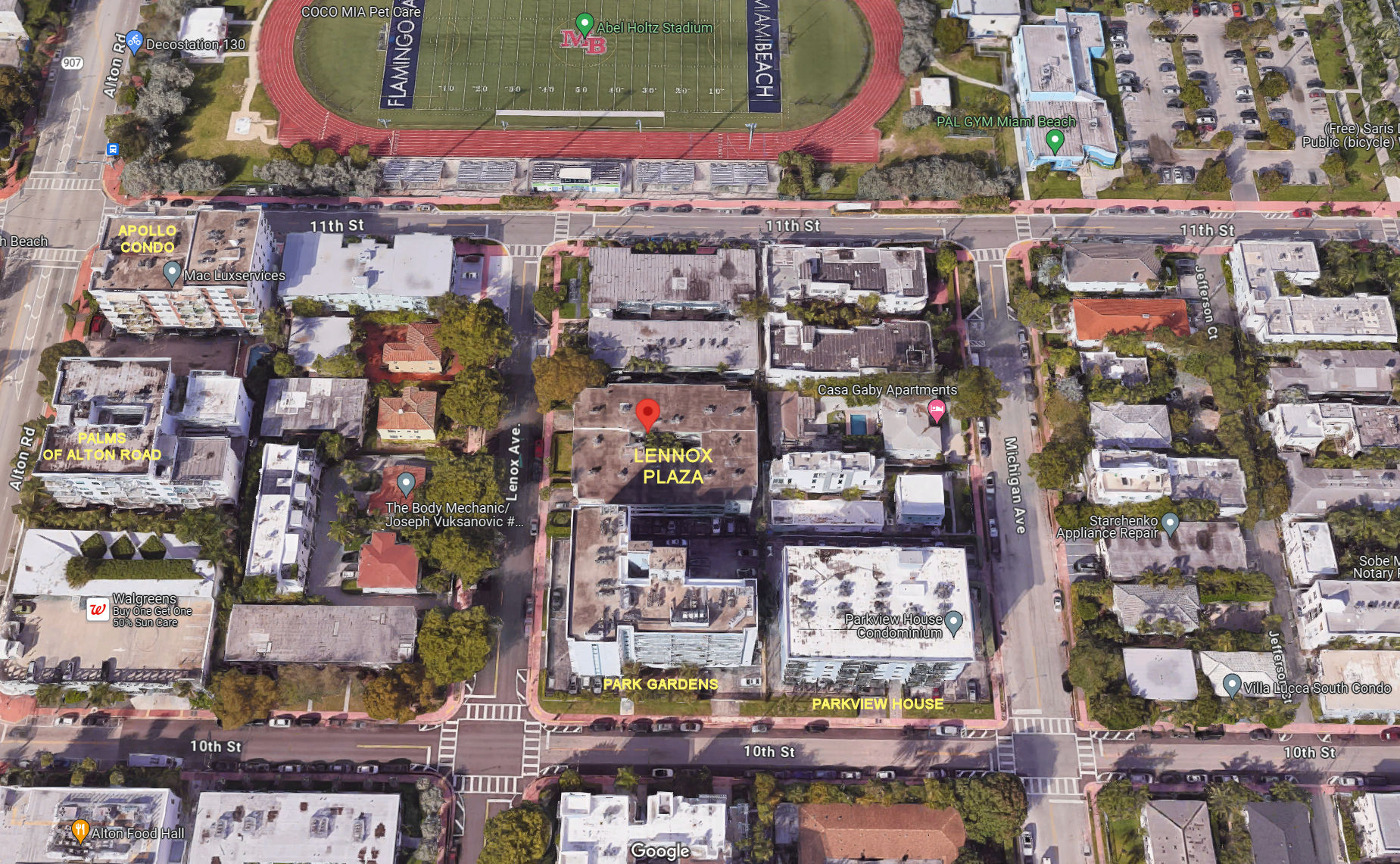 Aerial photo of Lennox Plaza