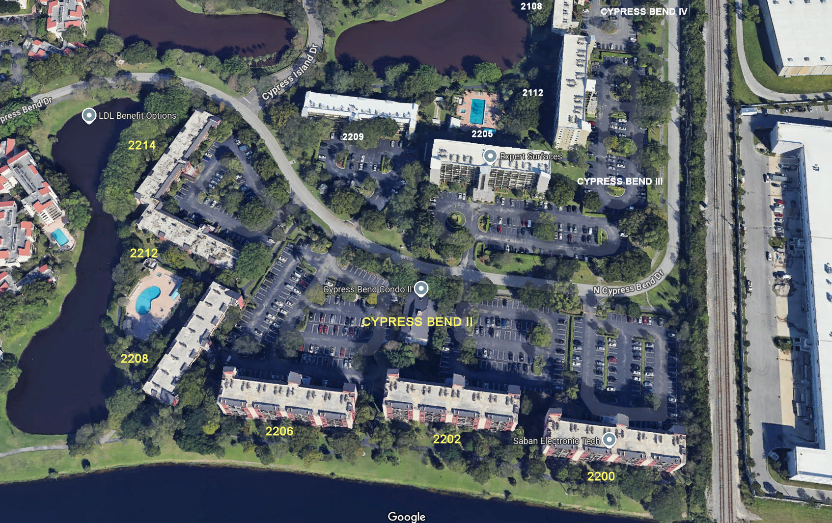 Aerial photo of Cypress Bend II (2200 2202 2206 2208 2212 2214)