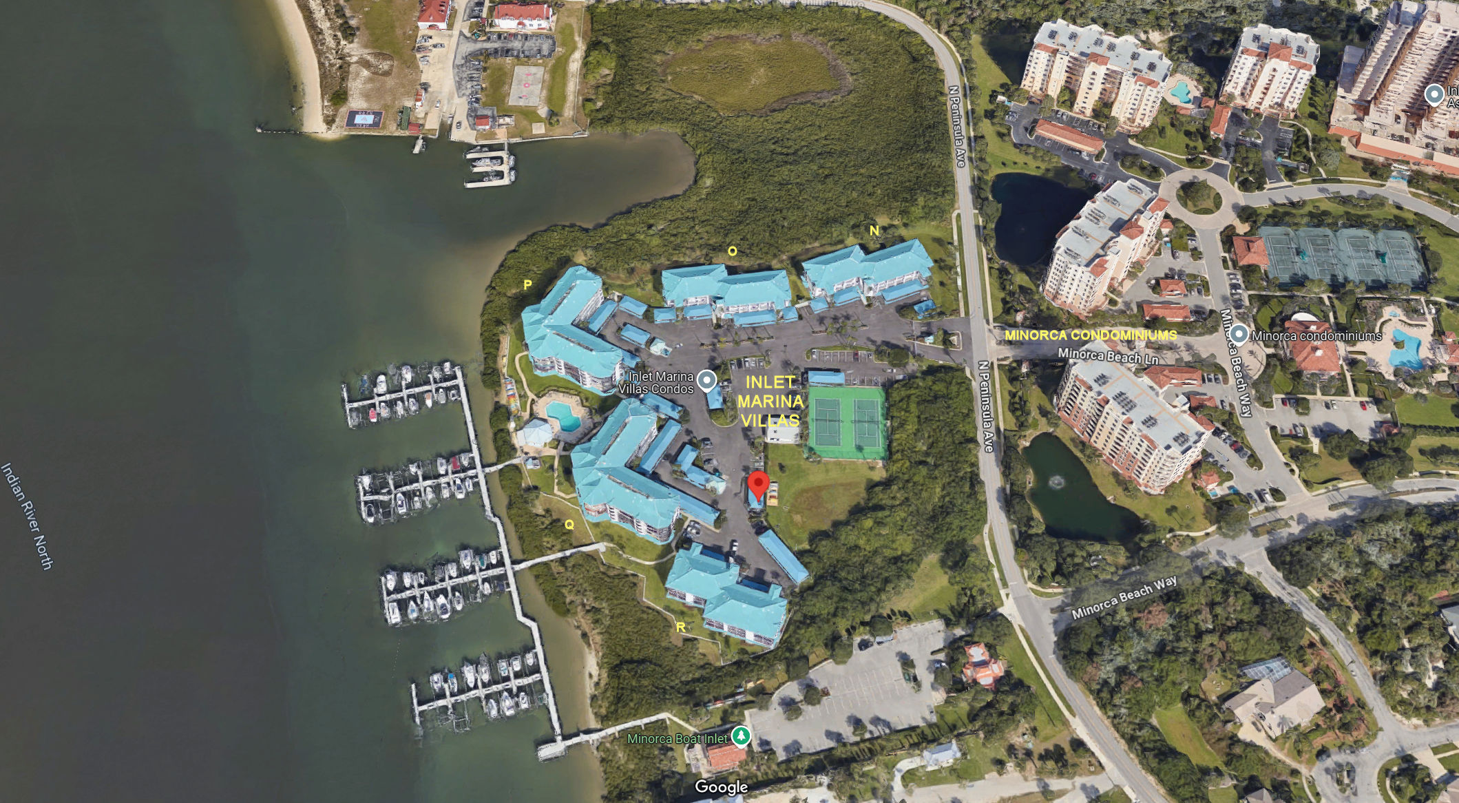 Aerial photo of Inlet Marina Villas (N O P Q R)