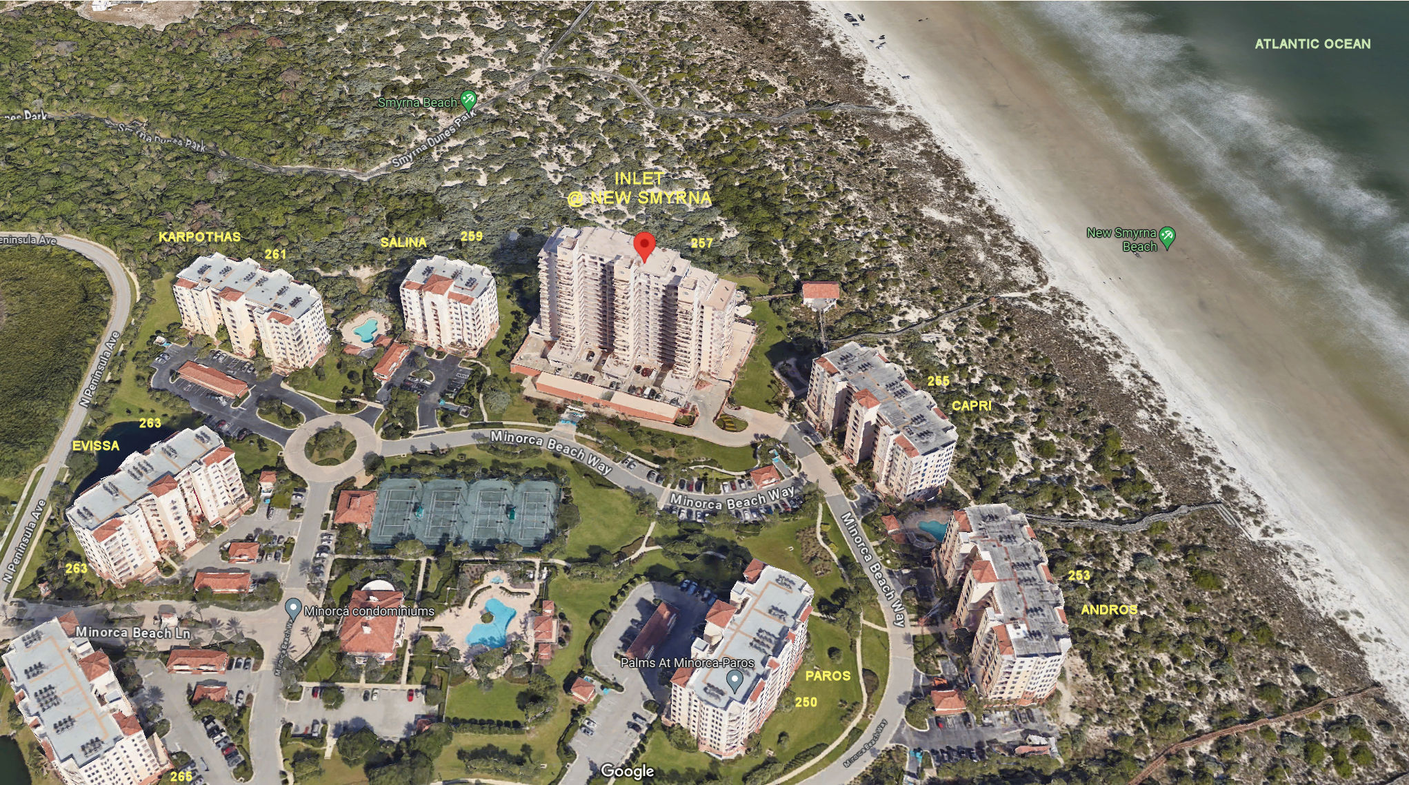 Aerial photo of Inlet at New Smyrna Beach