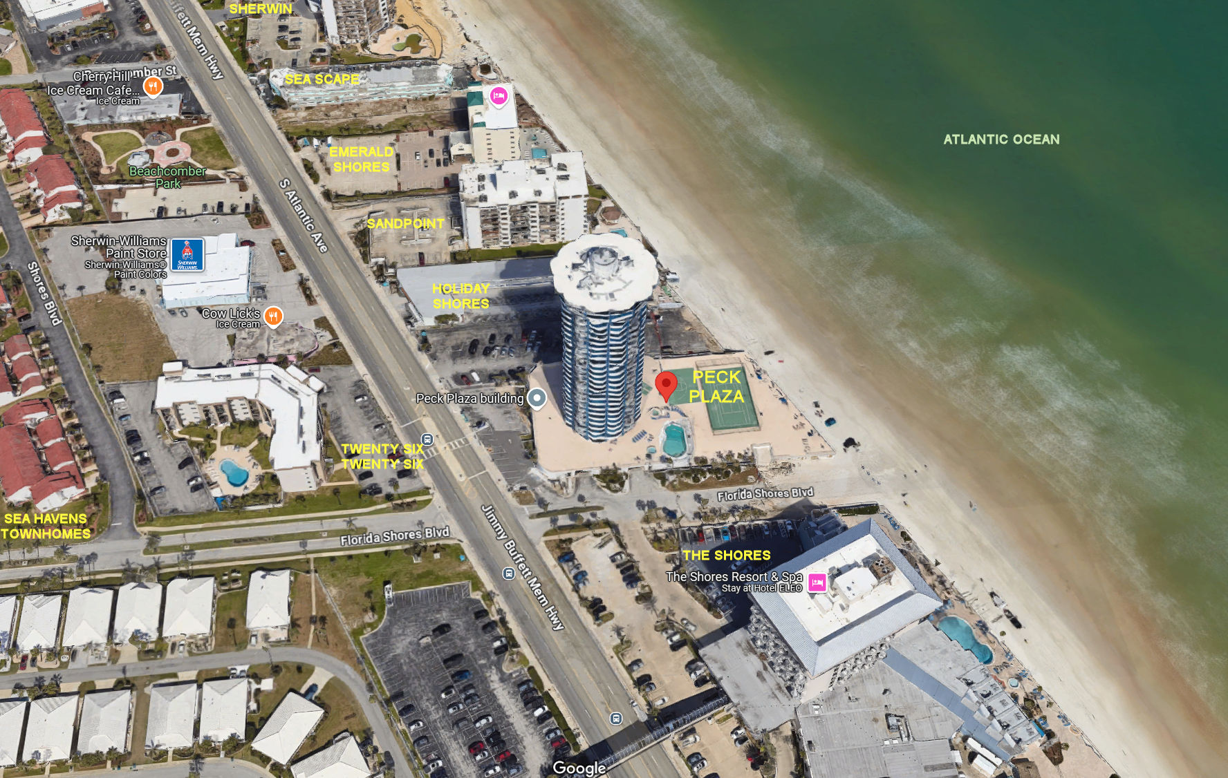 Aerial photo of Peck Plaza