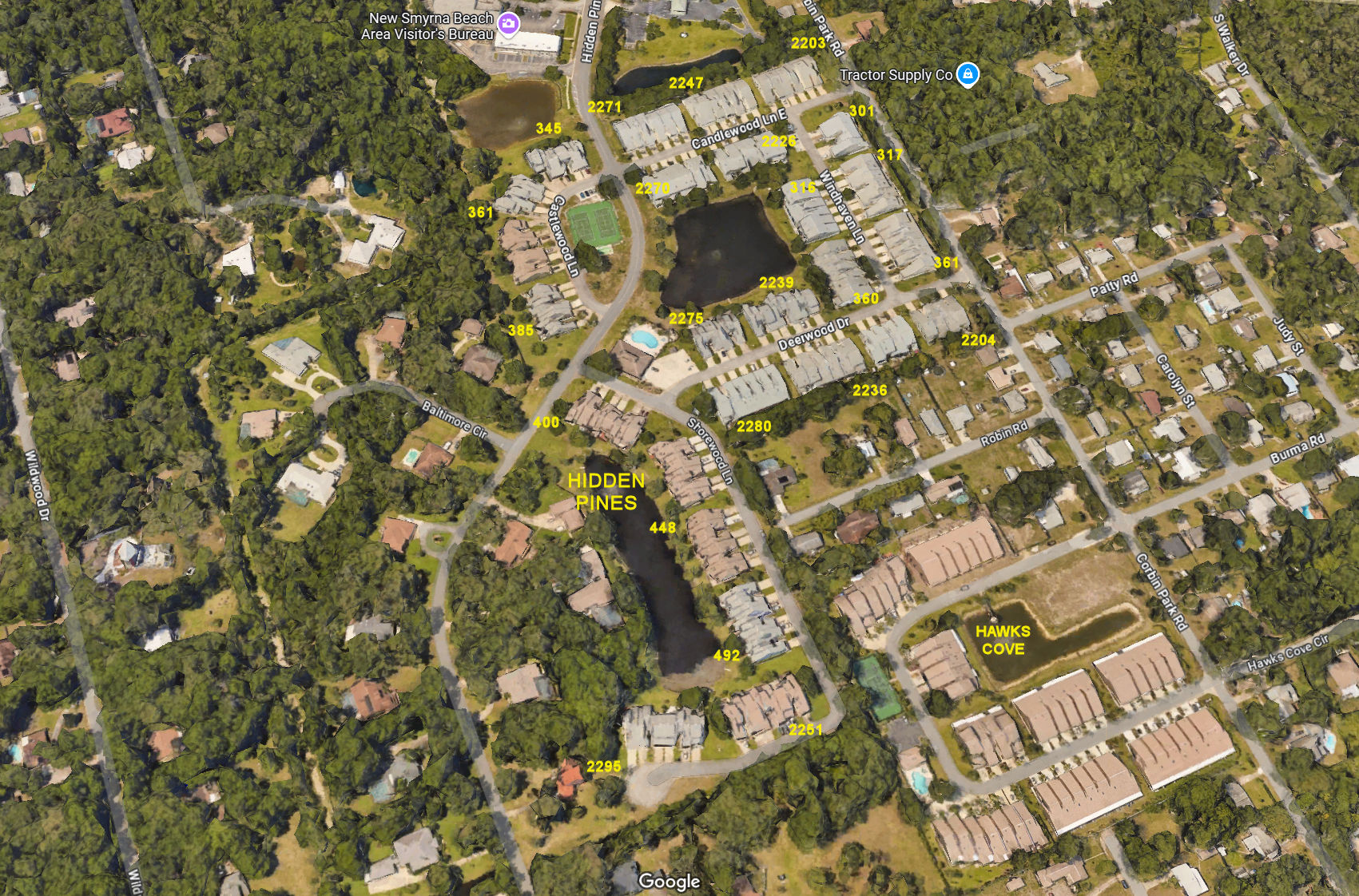 Aerial photo of Hidden Pines