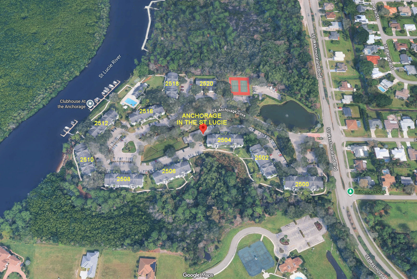 Aerial photo of Anchorage on the St Lucie (2500-2520)