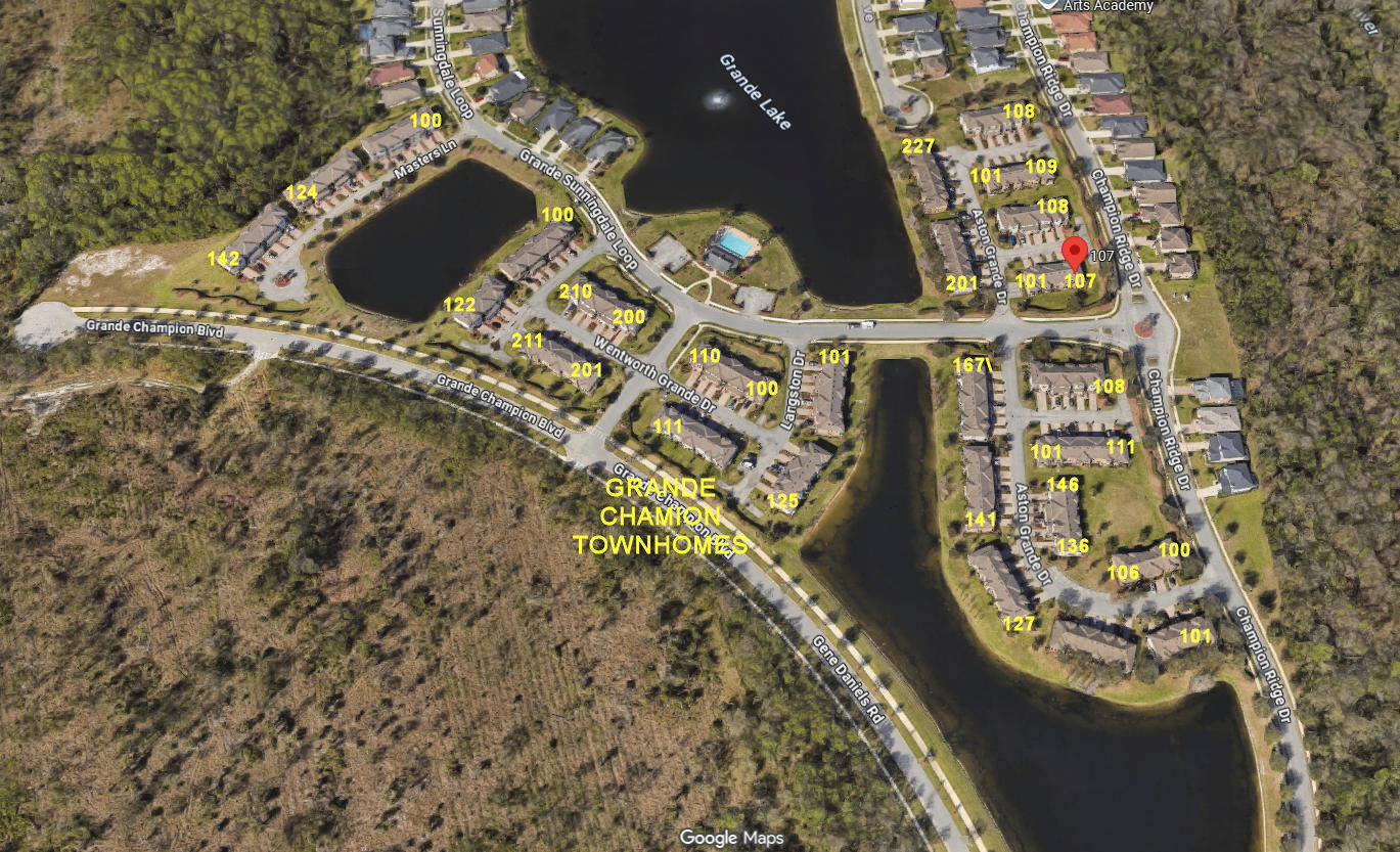 Aerial photo of Grande Champion Townhomes