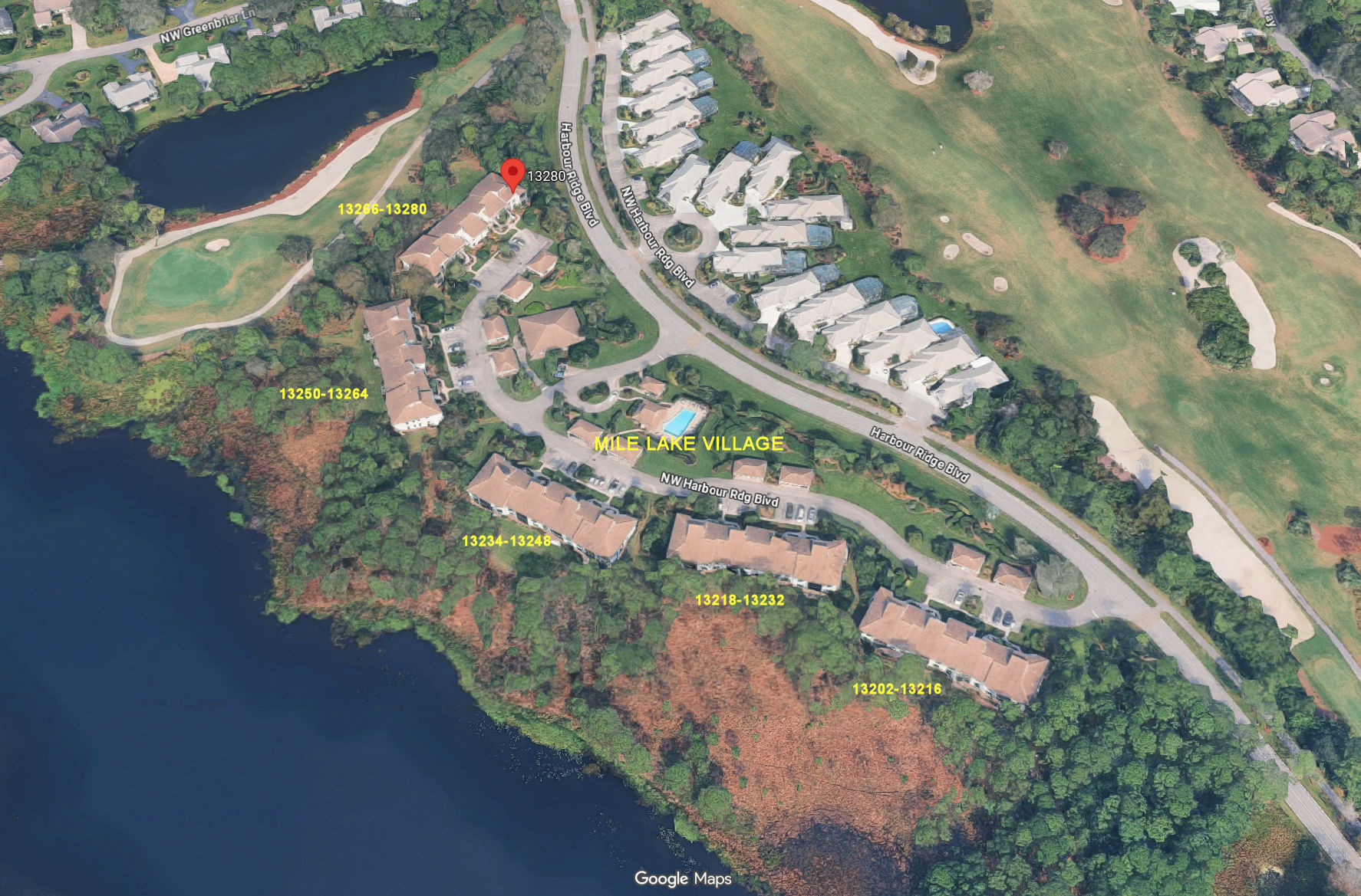 Aerial photo of Mile Lake Village