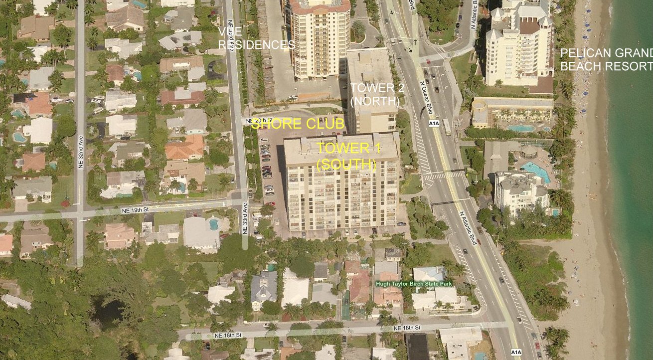 Aerial photo of Shore Club Tower 1 (South)