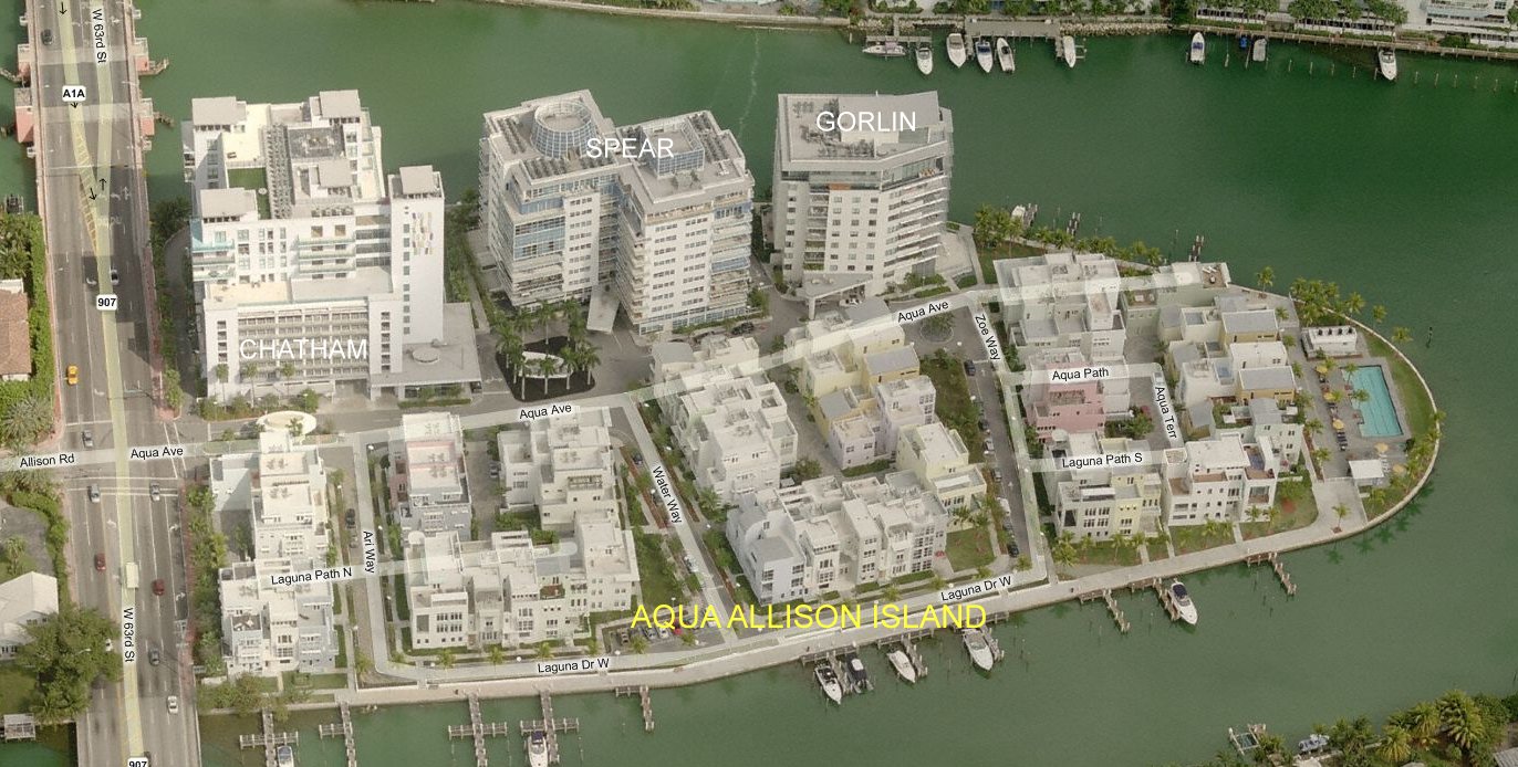 Aerial photo of Aqua at Allison Island