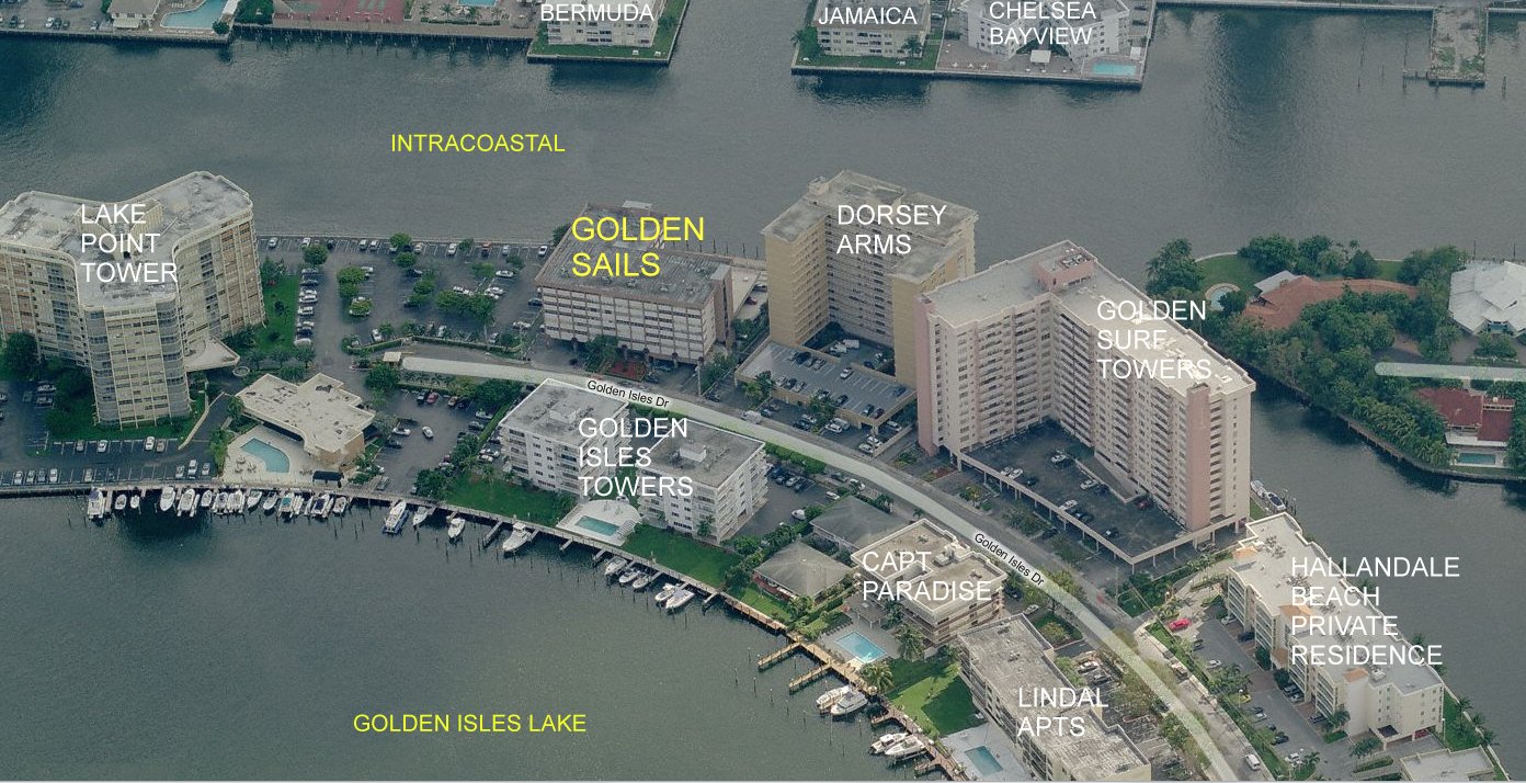 Aerial photo of Golden Sails