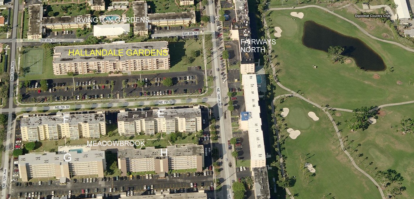 Aerial photo of Hallandale Gardens