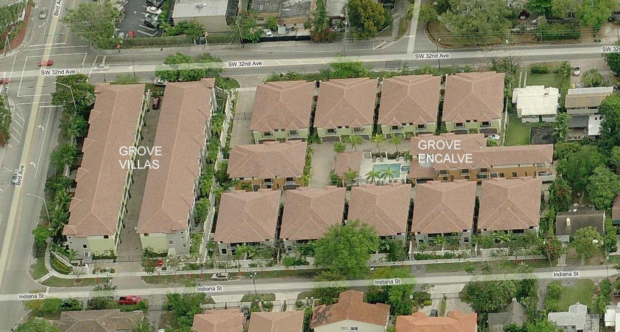 Aerial photo of Grove Villas