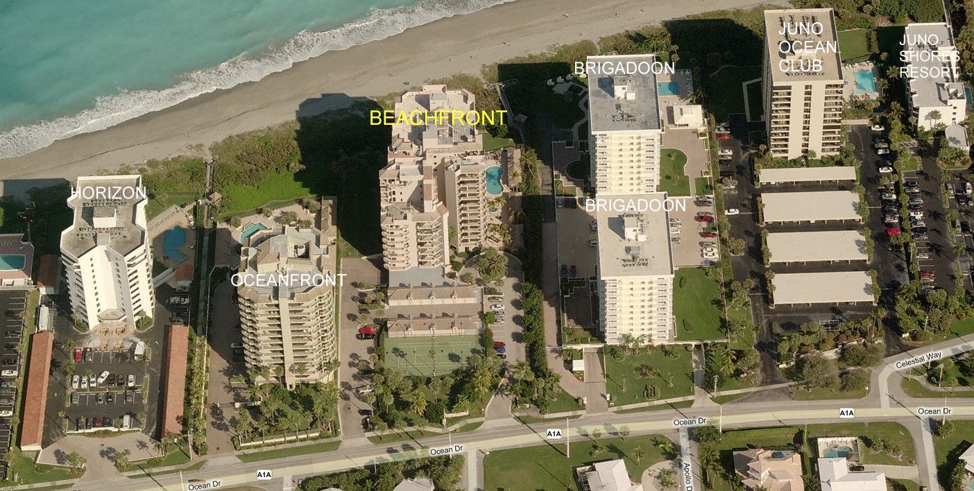 Aerial photo of Beachfront at Juno