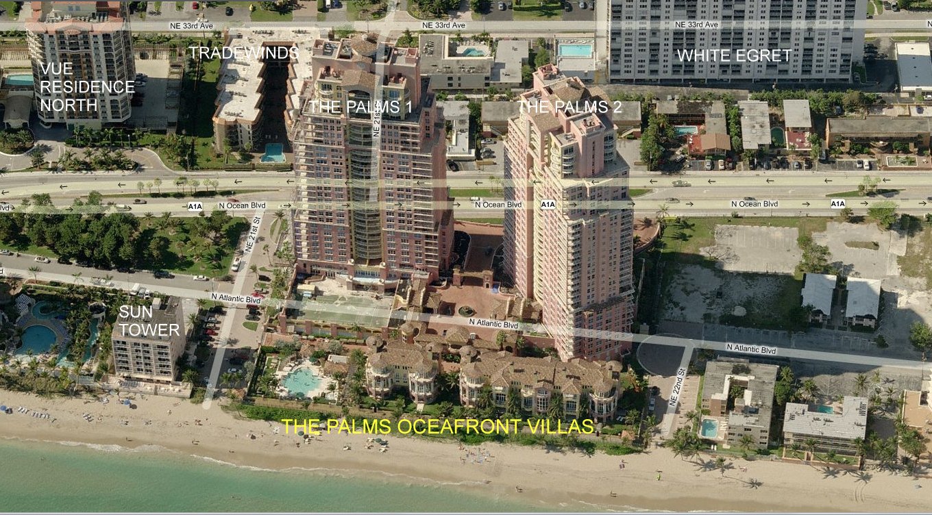 Aerial photo of Palms Oceanfront Villas