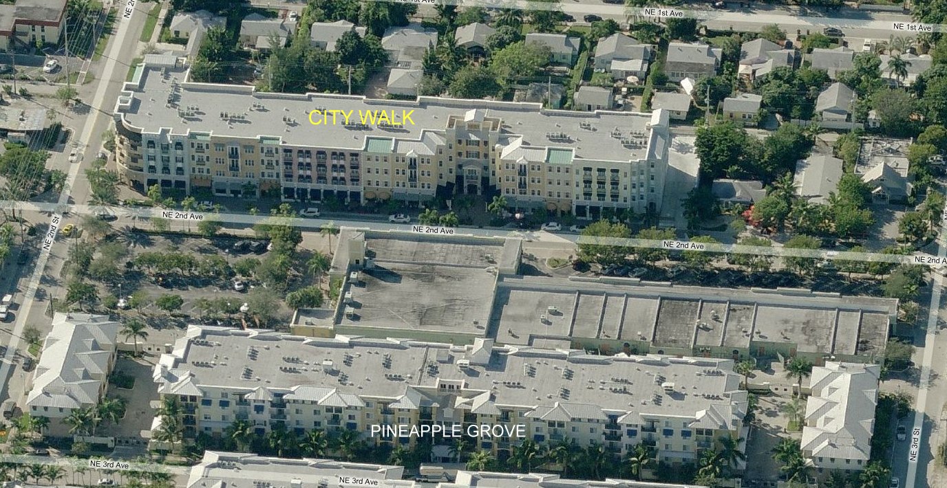 Aerial photo of City Walk Pineapple Grove